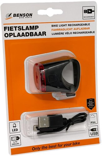 Lampada da bicicletta Benson LED USB ricaricabile rossa - 5700340