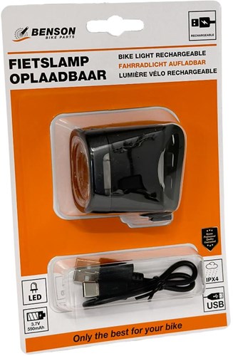 Lampada da bicicletta Benson LED USB ricaricabile bianca - 5700341