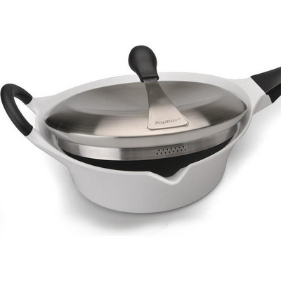 Sartén Berghoff auriga con tapa asa extraíble cerámica blanca ø24cm