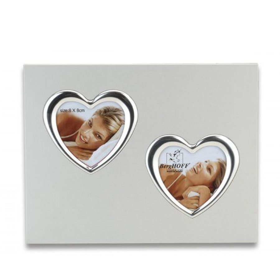 Berghoff fotolijst wit met 2 harten chrome 8x8cm