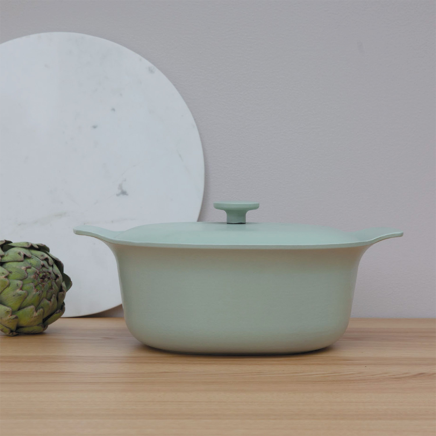 Olla Berghoff ron ovalada con tapa hierro fundido verde 28x22cm
