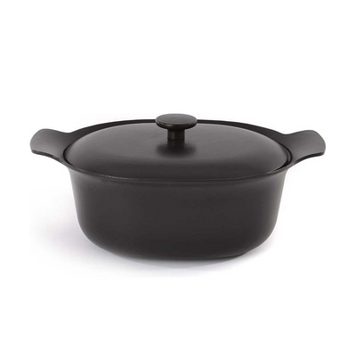 Berghoff ron kookpot ovaal met deksel gietijzer zwart 28x22cm