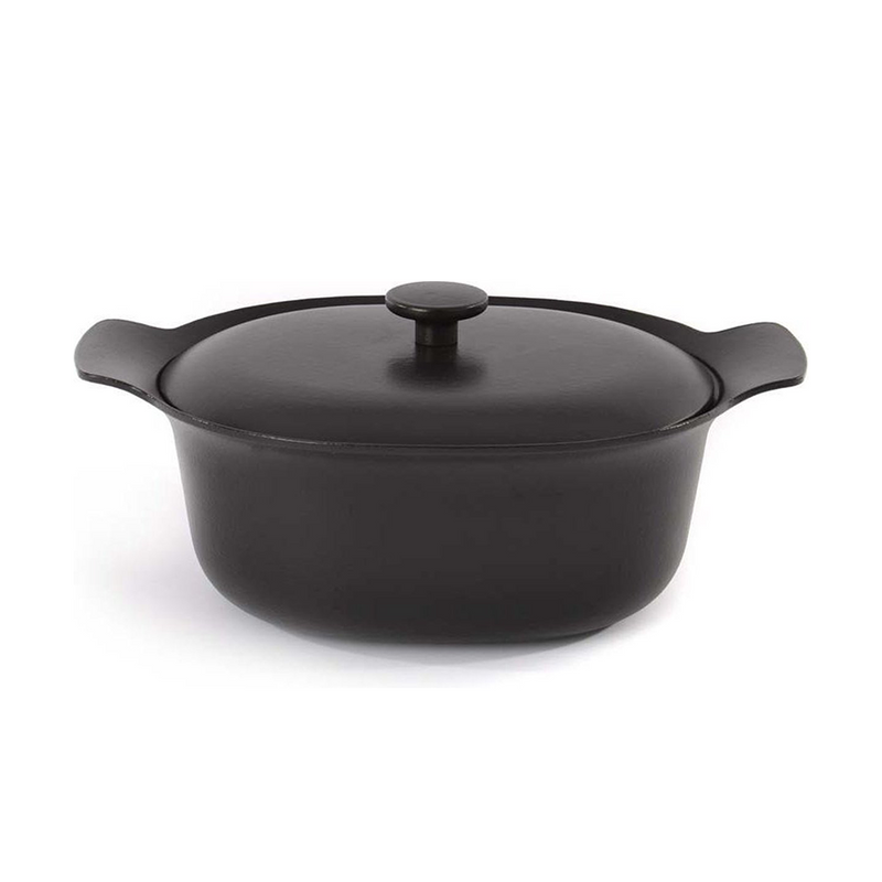 Pentola Berghoff ron ovale con coperchio in ghisa nera 28x22 cm