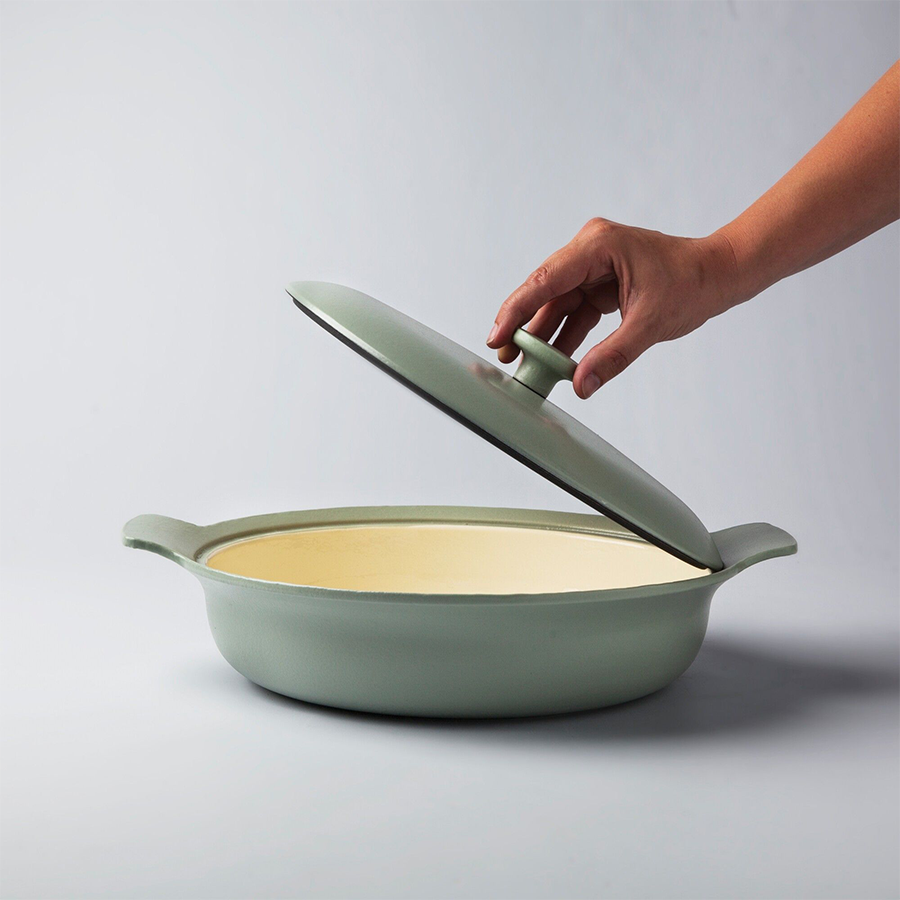Berghoff ron padella con coperchio in ghisa verde ø28cm