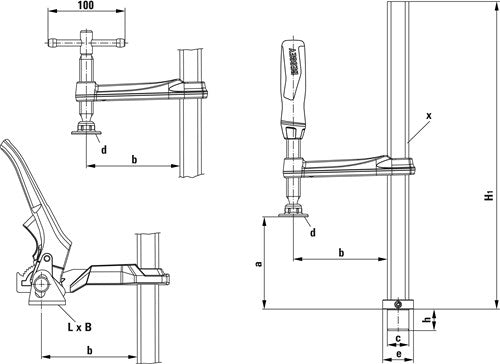 Elemento BESSEY SPAN con uno Spangeon TW28-30-14-2K fisso