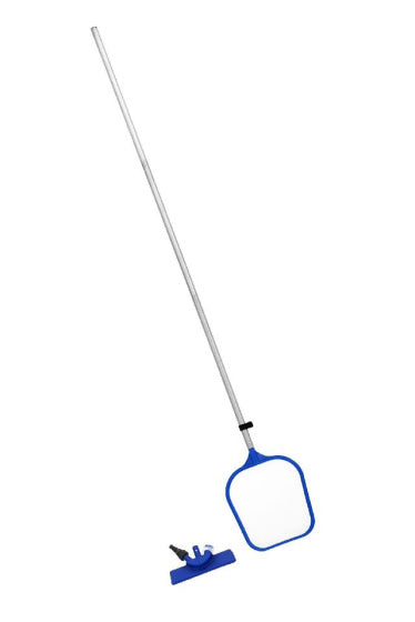 Juego de limpieza básico de Bestway que incluye azul de acero telescopio