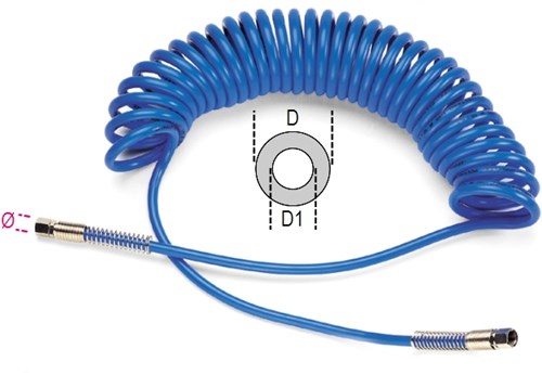 Manguera espiral beta poliuretano, 95 Shore, extensible hasta 15 m 1915c l 8x12 - 019150115