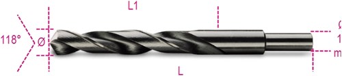 Brocas helicoidales Beta, versión corta, mango reducido a 13 mm hss totalmente rectificado bruñido 412a 14,00 - 004120204
