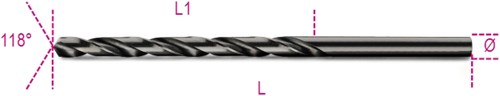 Punte elicoidali Beta versione lunga hss completamente rettificata brunita 412 l 2,00 - 004120232