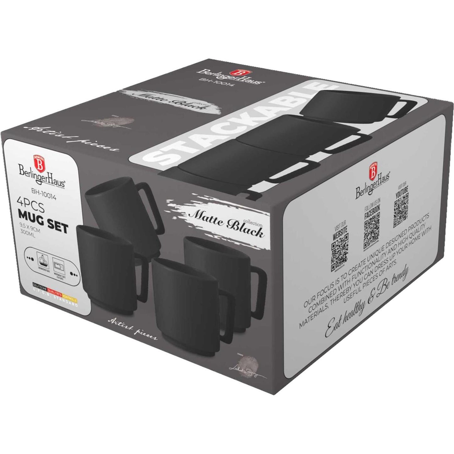 Juego de tazas Berlingerhaus 4 piezas negro mate