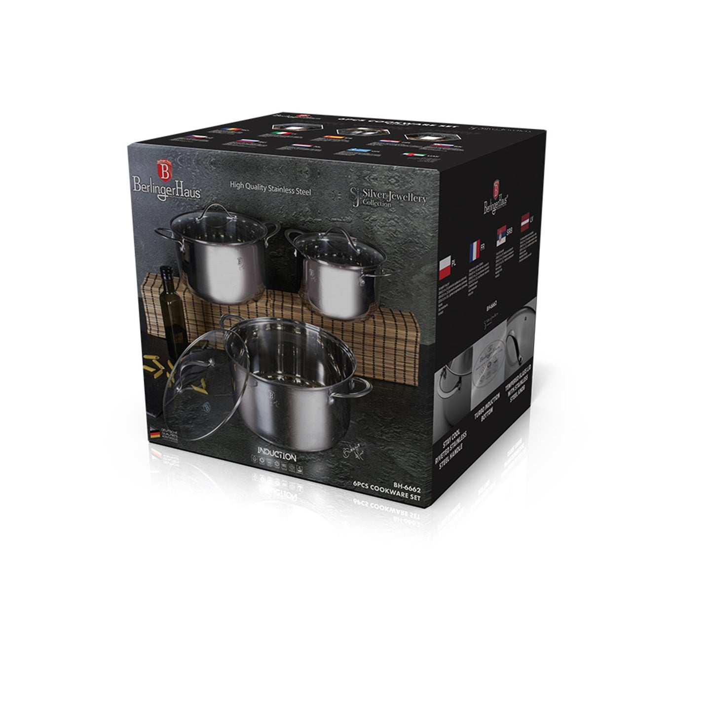 Juego de sartenes de acero inoxidable Berlingerhaus start 3 piezas