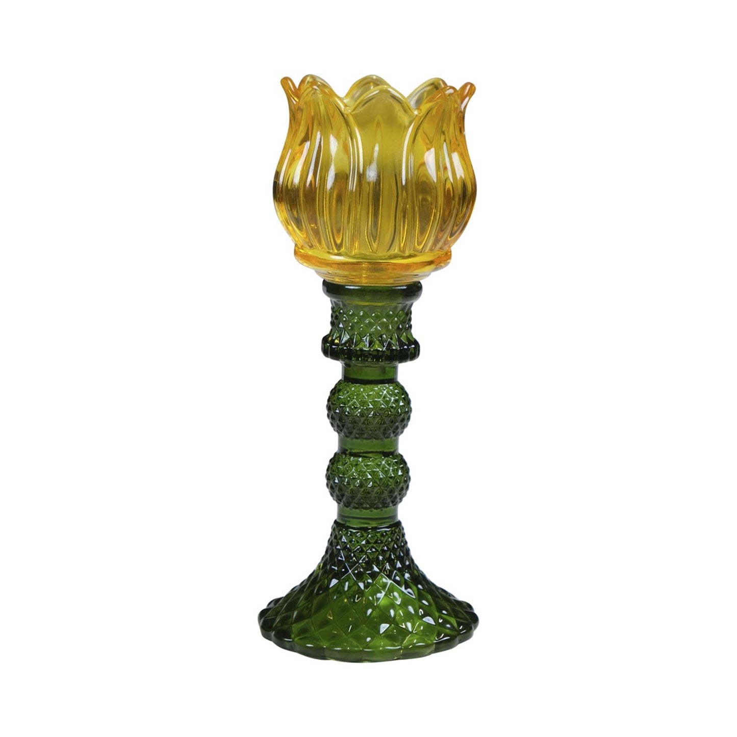 Mars more portavelas tulipán cristal amarillo 19cm