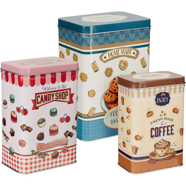 Juego de latas de almacenamiento de 3 piezas.