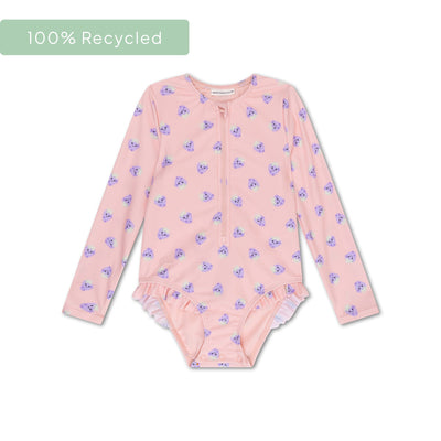 Blackberry | beige viola ragazze costume da bagno con maniche lunghe