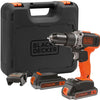 Black+decker bcd003me2k 18v 2x2.5ah schroefklopboormachine in koffer | 2x 18v 2.5ah accu's | 1a lader | in koffer - bcd003me2k-qw