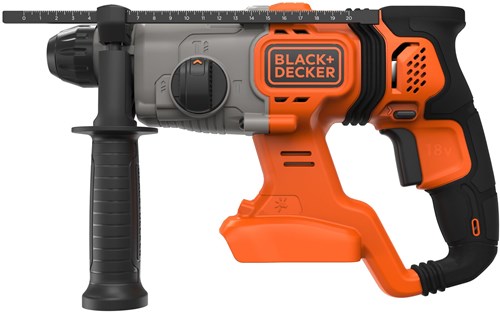 Taladro percutor Black+Decker BCD900B 18V 1.2J SDS+ | sin batería | mango lateral | parada profunda | Taladro para hormigón de 6 mm - bcd900b-xj