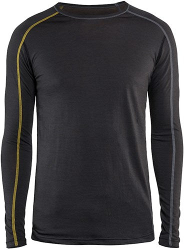 Blåkläder merino xlight undershirt long sleeve 479917349835 | dark gray yellow | size l - 7330509545539
