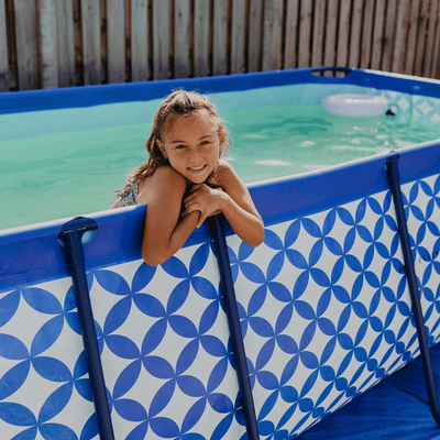 Elegancia | Piscina de diseño blanco azul oscuro 400x200x100 cm