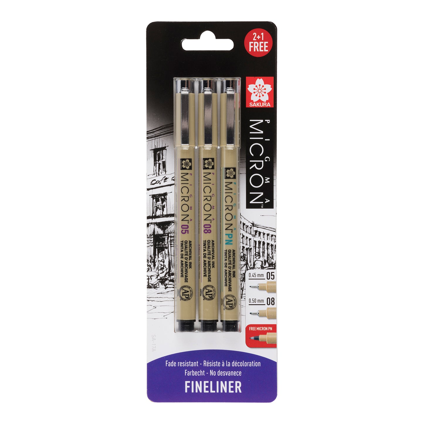 Sakura • pigma micron set zwart 05, 08 gratis pn pen