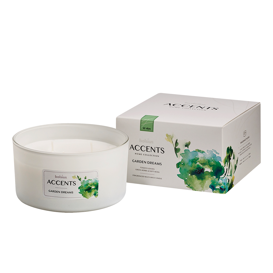 Detalles de vidrio perfumado Bolsius sueños de jardín de mecha múltiple 75 137 mm