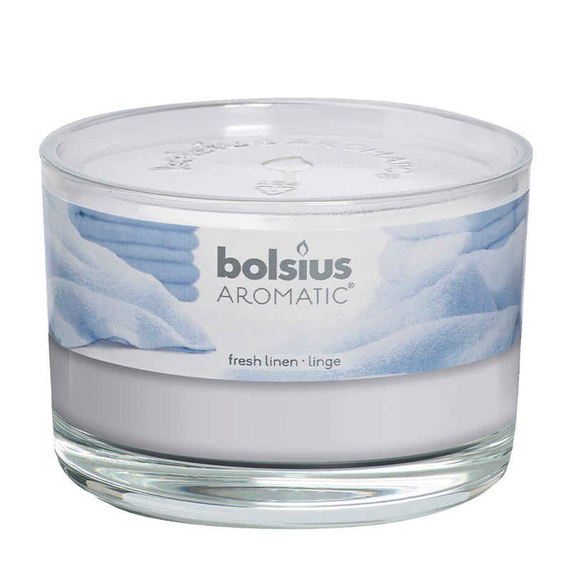 Vetro profumato Bolsius + coperchio biancheria fresca 63 90mm