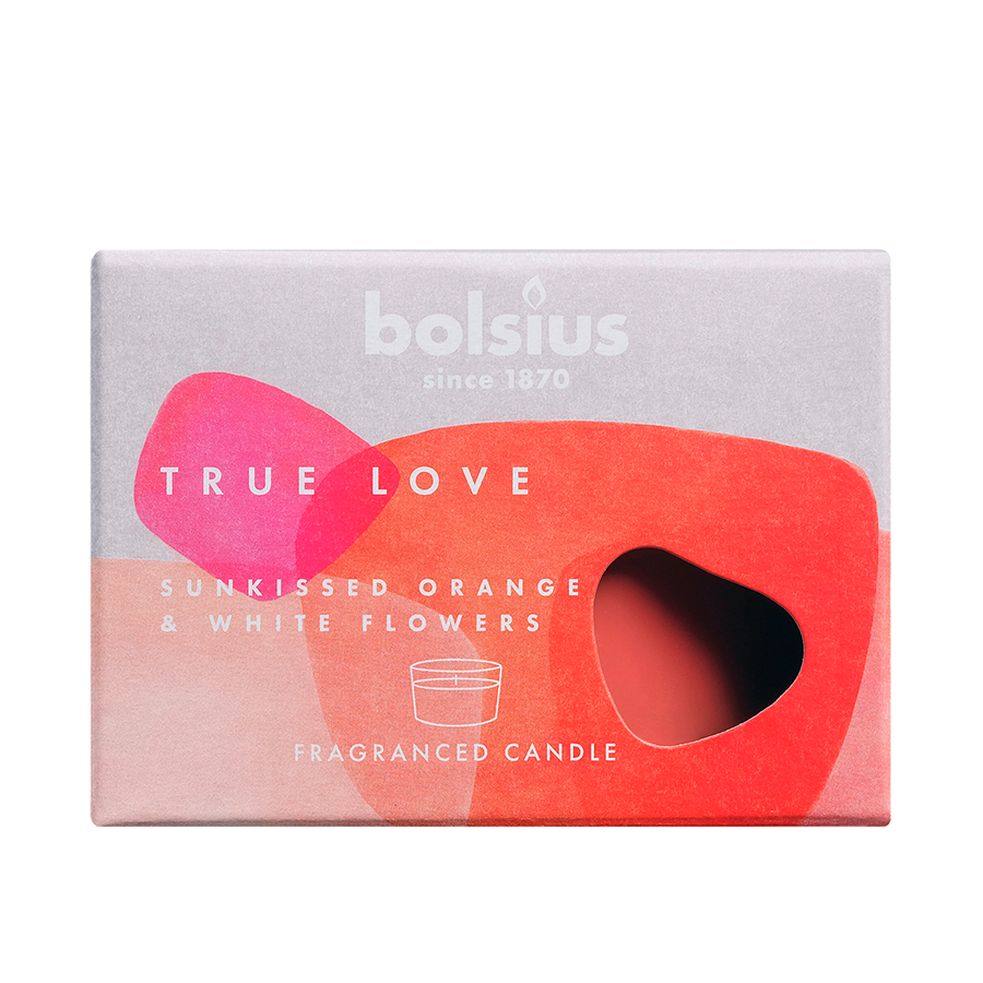 Bolsius geurglas true love sunkiss orange white flowers 63 90mm