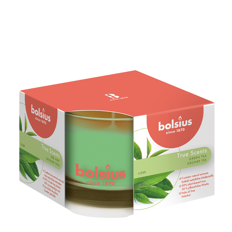Vela perfumada de Bolsius en Glas True Scents Té verde