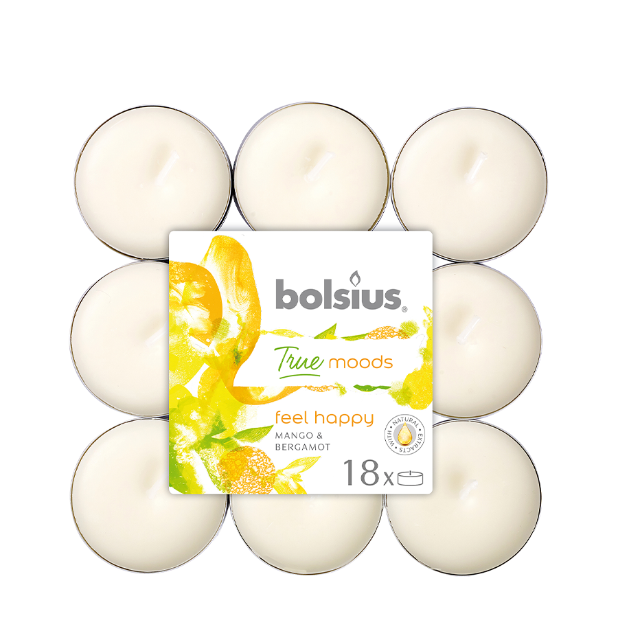 Bolsius candela profumata True Moods Feel Happy 18 pezzi