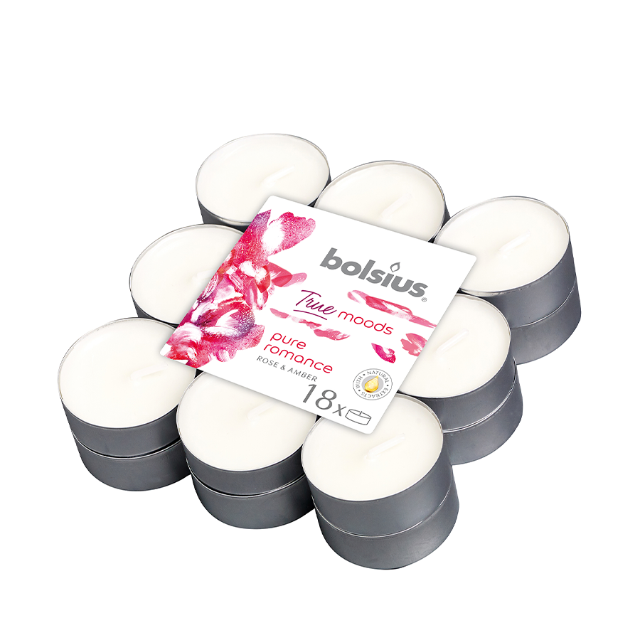 Bolsius Bolsius True Moods Geurtheighticht Pure Romance Rose and Amber 18 pezzi