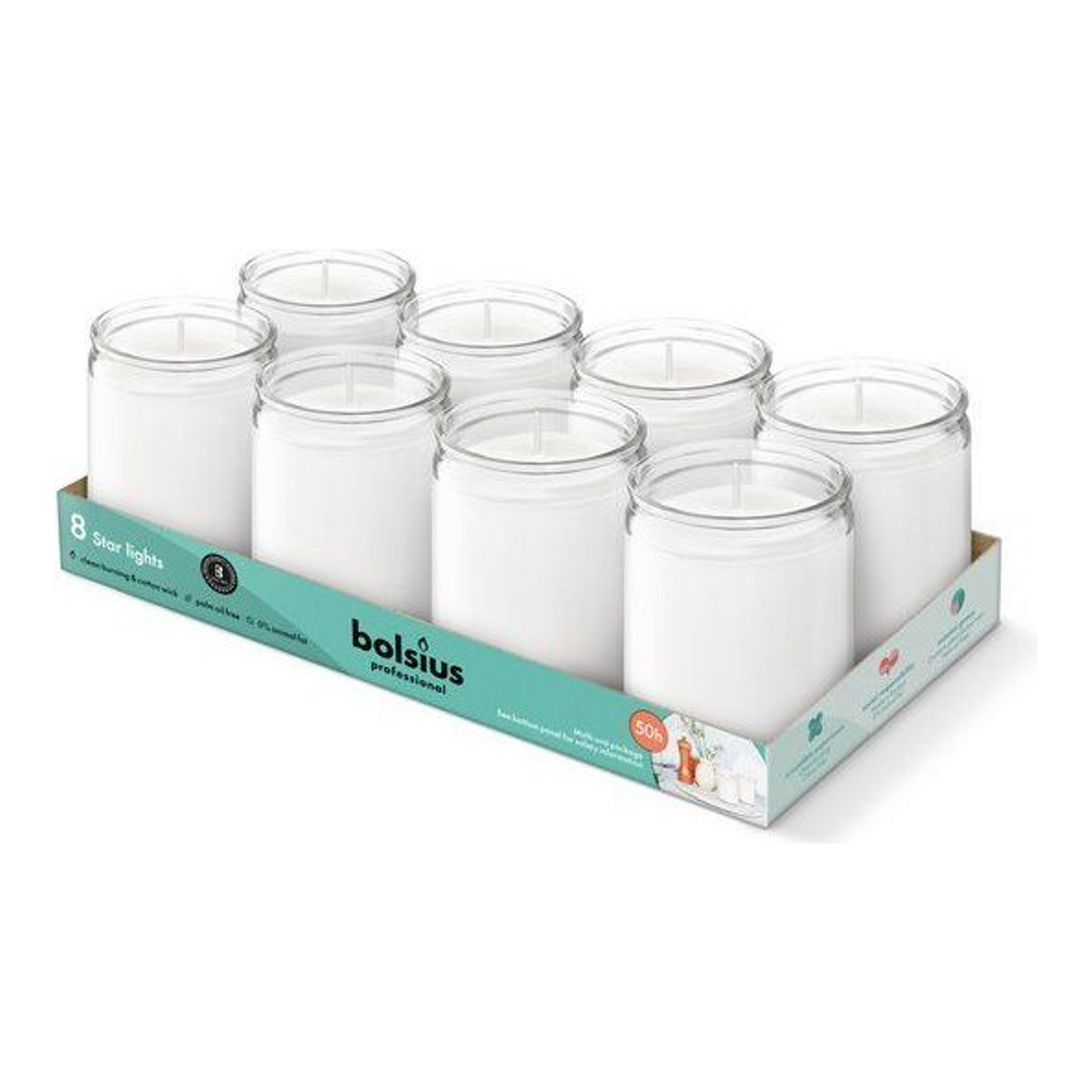 Bolsius prof star light cristal transparente (8 piezas)