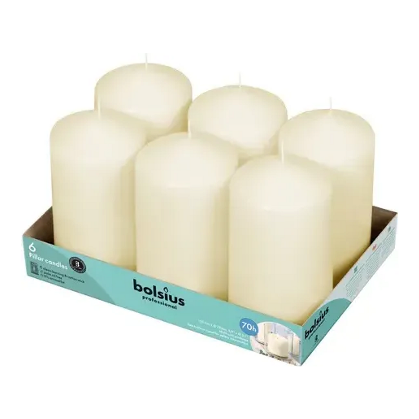 Vela de pilar profesional Bolsius 15 8 marfil (6 piezas)
