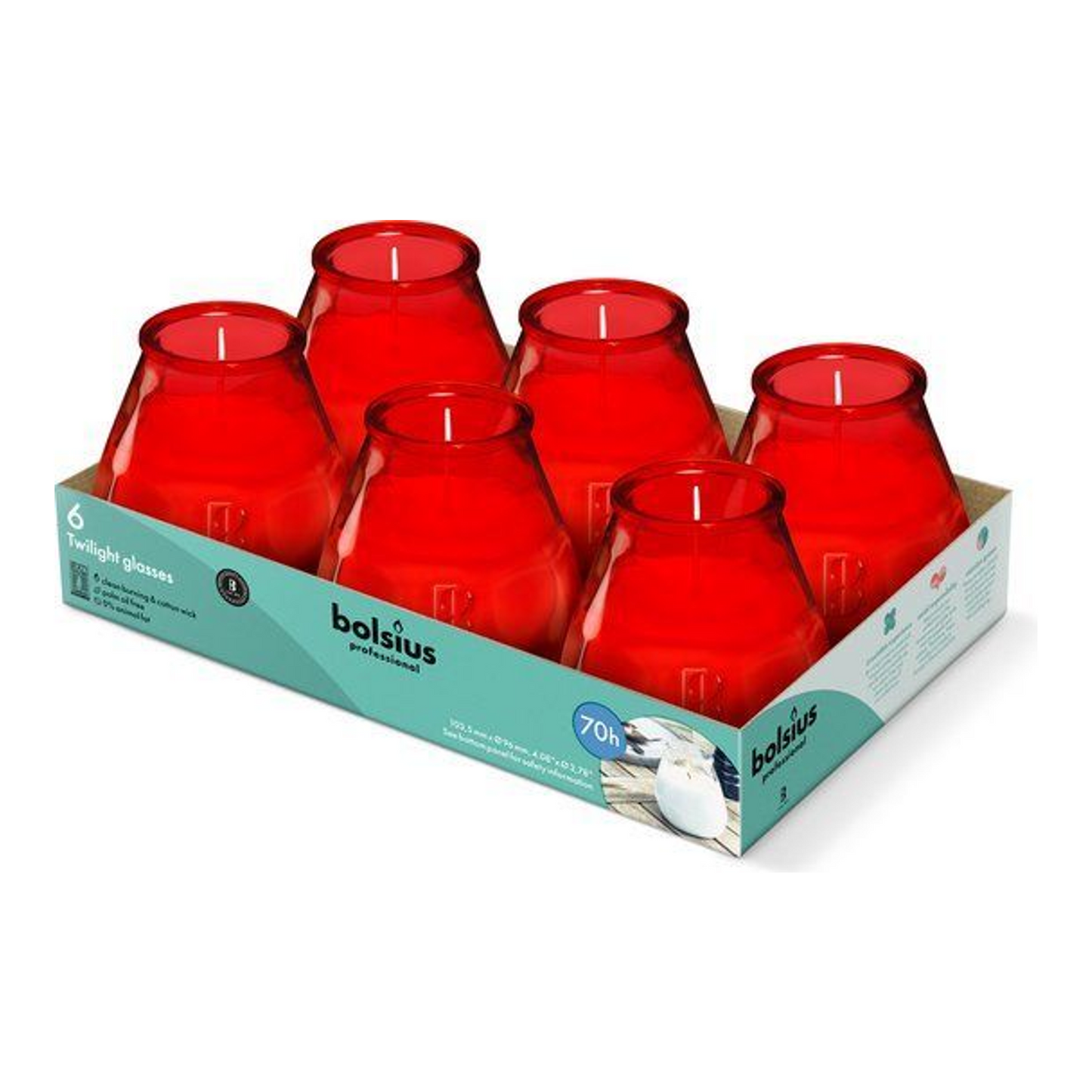 Bolsius profesional rojo crepúsculo ø99x104 mm 70 horas (6 piezas)
