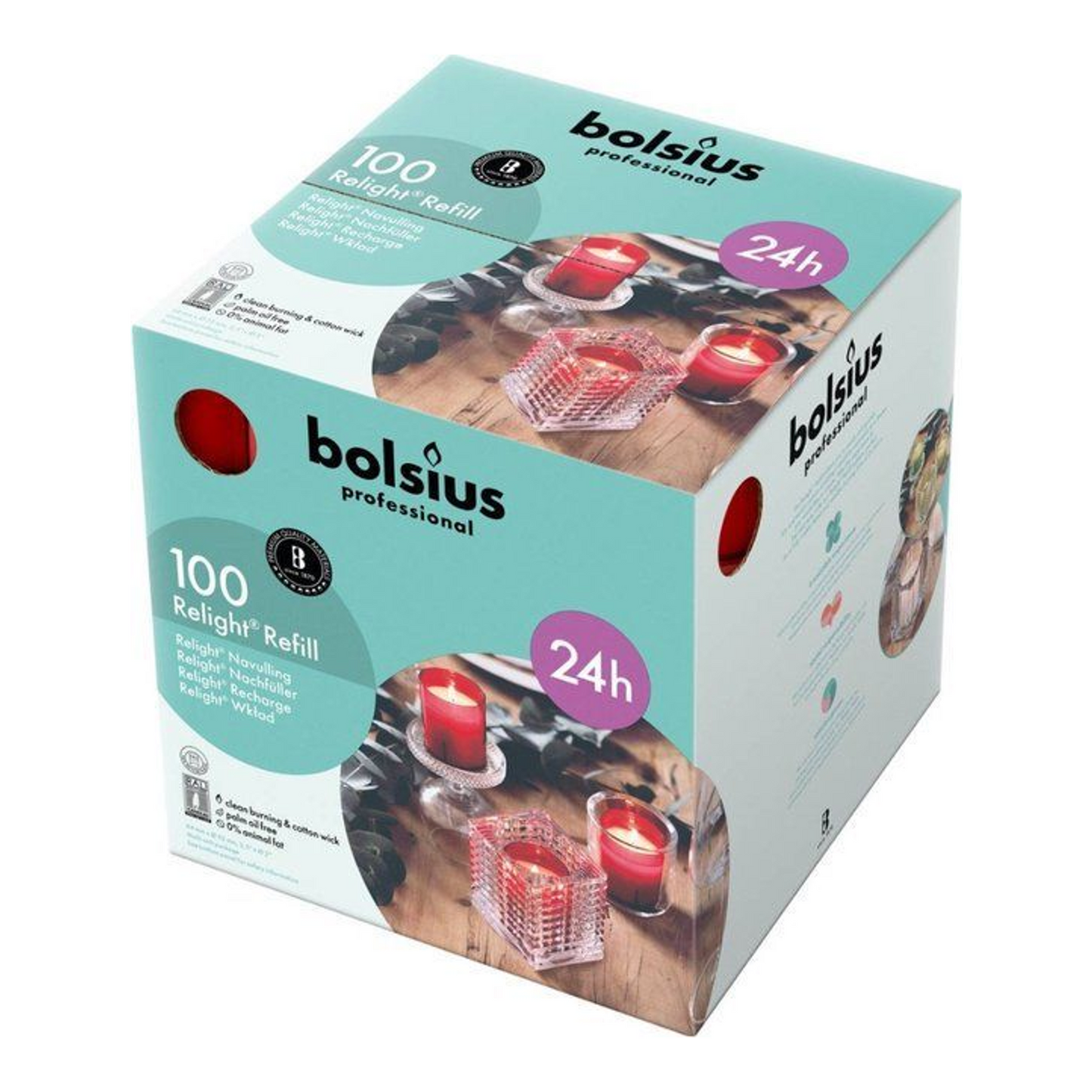 Recambio de recarga Bolsius rojo ø52x64 mm 24 horas (100 piezas)