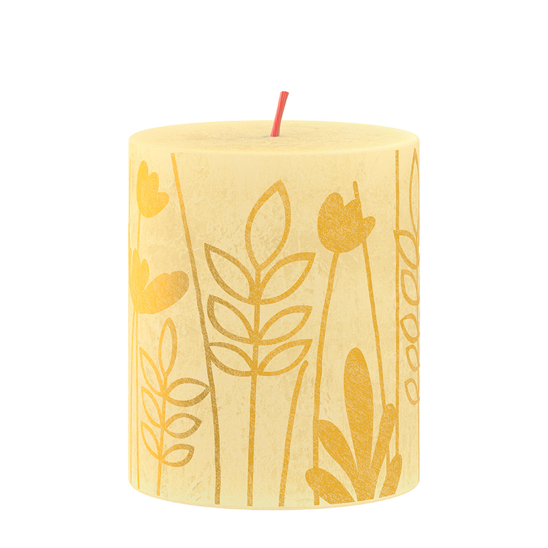Bolsius Bolsius Silhouette Stamp Candle Butter Geel con stampa 8x6,8 cm