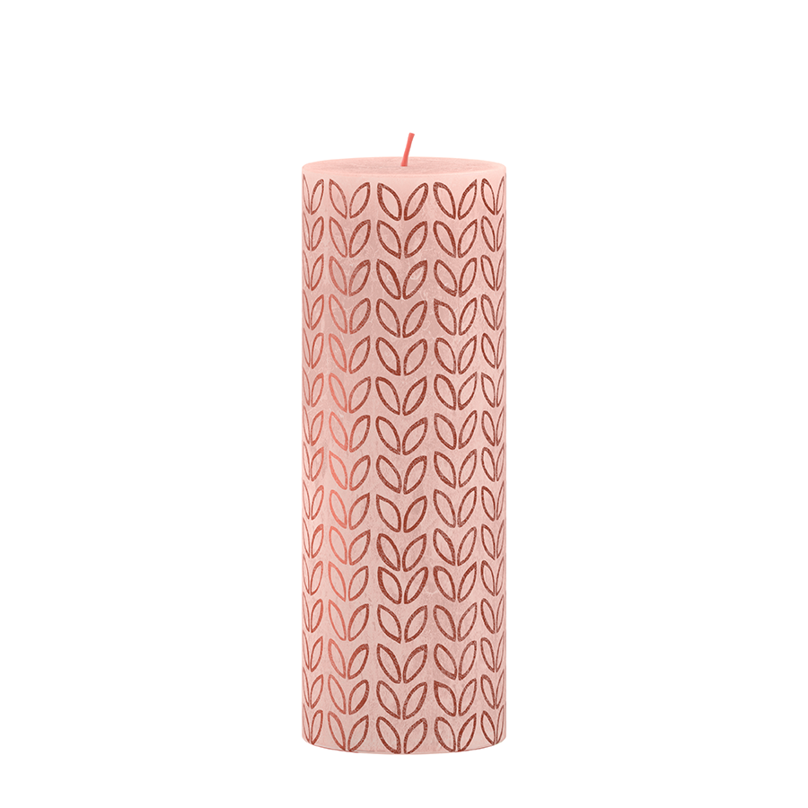 Bolsius Bolsius Rustic Stub Candele 19x6,8 cm Misty Pink con stampa