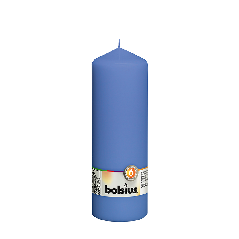 Candela a colonna Bolsius blu fiordaliso 200 68mm