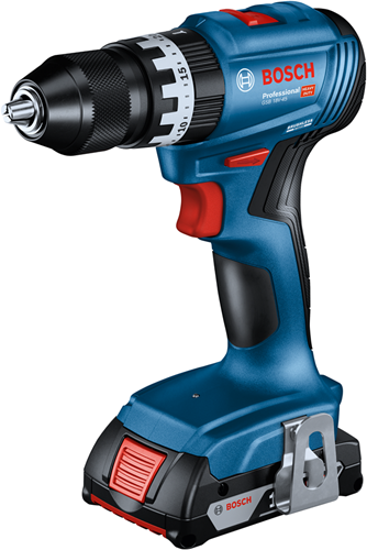 Avvitatore a batteria e trapano a percussione Bosch blu GSB 18V-45 | 2 batterie da 2,0 Ah + caricabatterie | in l-boxx - 06019k3303