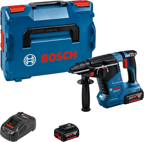 Trapano avvitatore a percussione professionale Bosch blue gbh 18v-24c | sds-plus | 2 batterie da 5,0 Ah + caricabatterie rapido | in l-boxx 0611923003