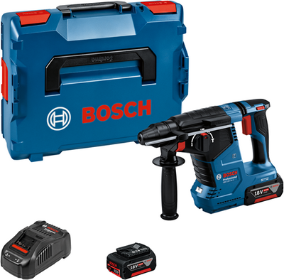 Trapano avvitatore a percussione professionale Bosch blue gbh 18v-24c | sds-plus | 2 batterie da 5,0 Ah + caricabatterie rapido | in l-boxx 0611923003