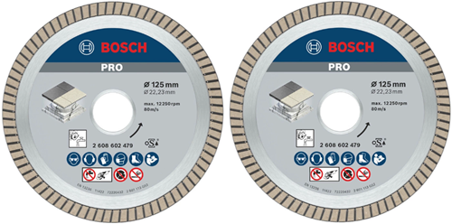 Bosch accesorios bosch 2 piezas disco de corte de diamante mejor para turbo cerámico extraclean 125 x 22,23 x 1,4 x 7 mm (paquete dúo) - 061599766z