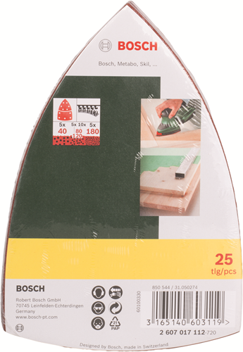 Bosch accessoires 2607017112 | 25-delige schuurbladenset | voor multischuurmachine | klithechting - 2607017112