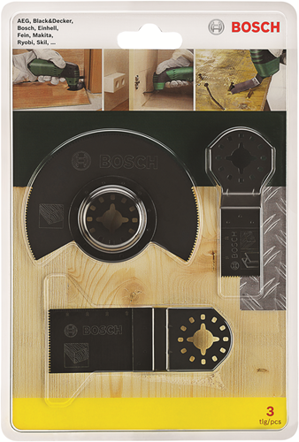 Accessori Bosch Starter set 3 pezzi legno e metallo per multiutensili - 2607017323