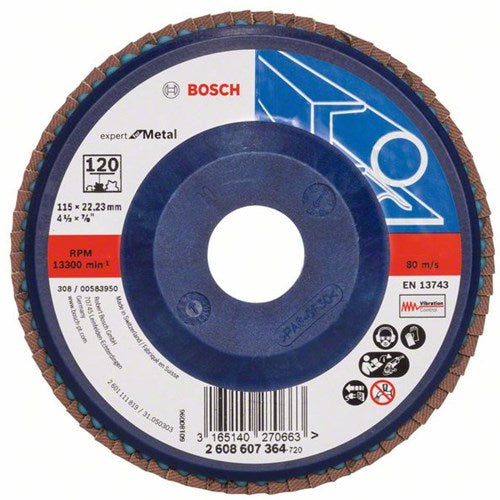 Accessori Bosch 1 disco lamellare 115, expert per metallo dritto, plastica, 120 - 2608607364