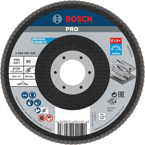 Accessori Bosch 1 disco lamellare 125x571, ideale per metallo dritto, 80 - 2608607328