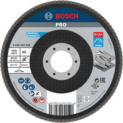 Bosch accessories 1 flap disc 125 x571, best for metal straight, 80 - 2608607328