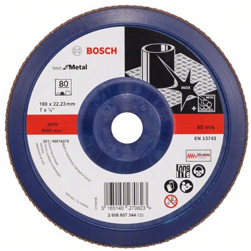 Accesorios bosch 1 disco de láminas 180 x571, ideal para metal recto, plástico, 80 - 2608607344