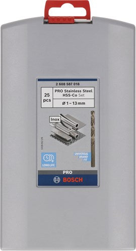 Accessori Bosch Set punte per metallo probox 25 pezzi hss-co, din 338 (lega di cobalto) 113 mm 25 pz - 2608587018