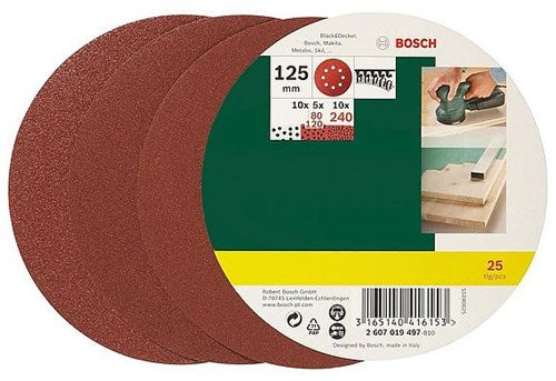 Accessori Bosch Set di carta vetrata da 25 pezzi per levigatrice eccentrica | 2607019497 - 2607019497