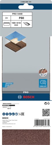 Accessori Bosch 3 pneumatici 100x610 x440, ideali per legno+vernice, k80 - 2608606131