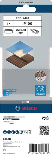 Accessori Bosch 3 pneumatici 75x480 x440, ideali per legno+vernice, k100 - 2608606045